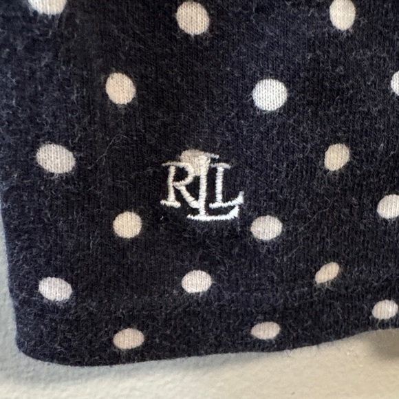 Ralph Lauren Navy and White Polka Dot Short Sleeve Top - Picture 4 of 6